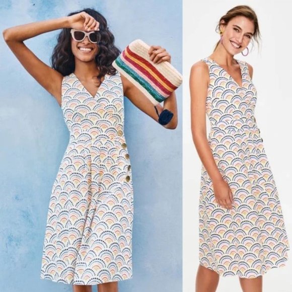 Borden Dresses & Skirts - Boden NWT Arwen Midi Dress - Ivory & Red Pop Rainbow | 8R